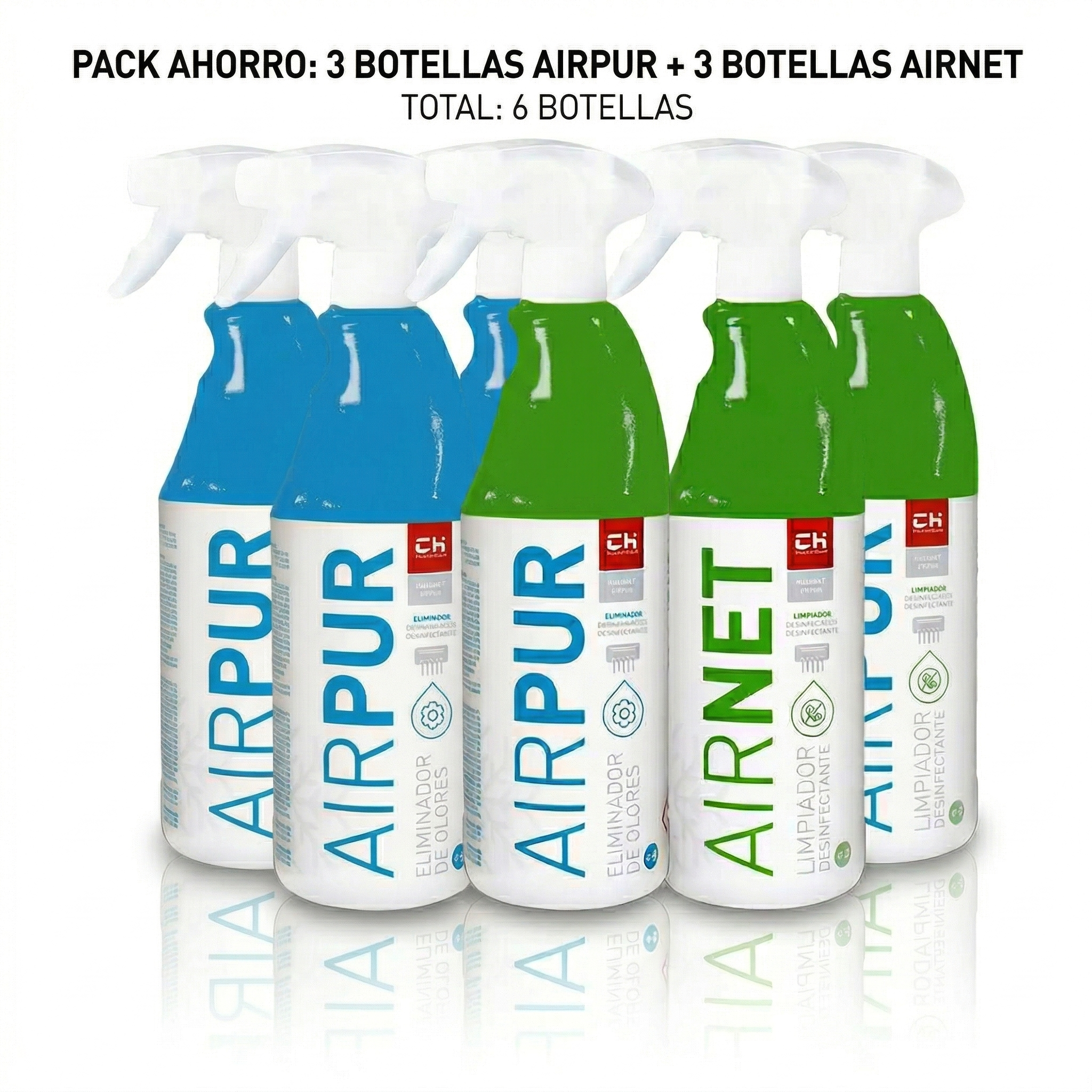 Pack 3x Kit Limpieza Aire Acondicionado AIRNET + AIRPUR | Limpiador Desinfectante y Eliminador de Olores