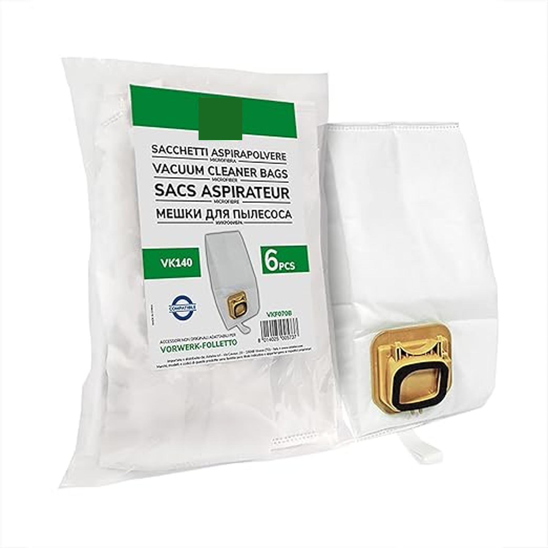 Pack de 6 Bolsas de Microfibra Compatibles con Aspiradoras Folletto VK140