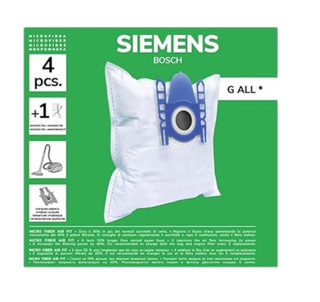 Pack de 4 Bolsas de Microfibra Compatibles con Aspiradoras Bosch, Siemens y Swirl S67