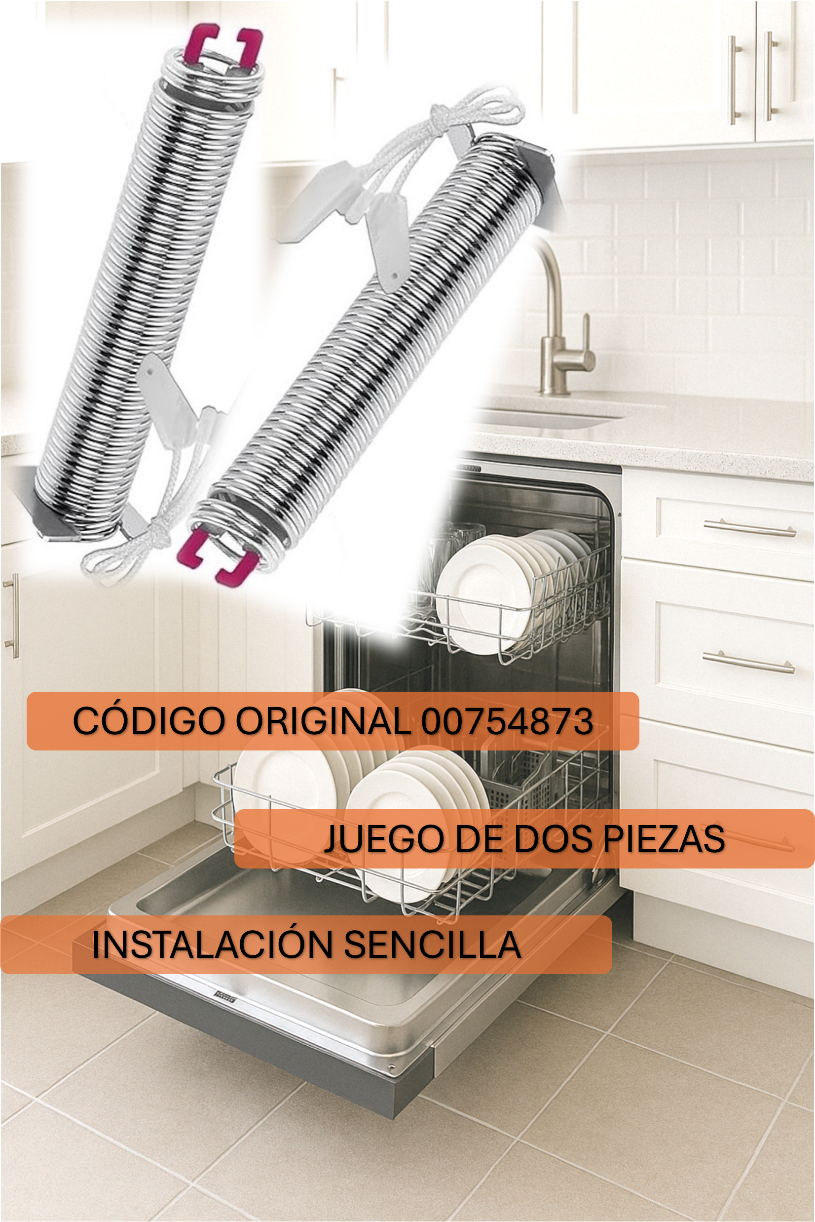 Set de Bisagras para Puerta de Lavavajillas Bosch Siemens Neff Balay 754873 00754873