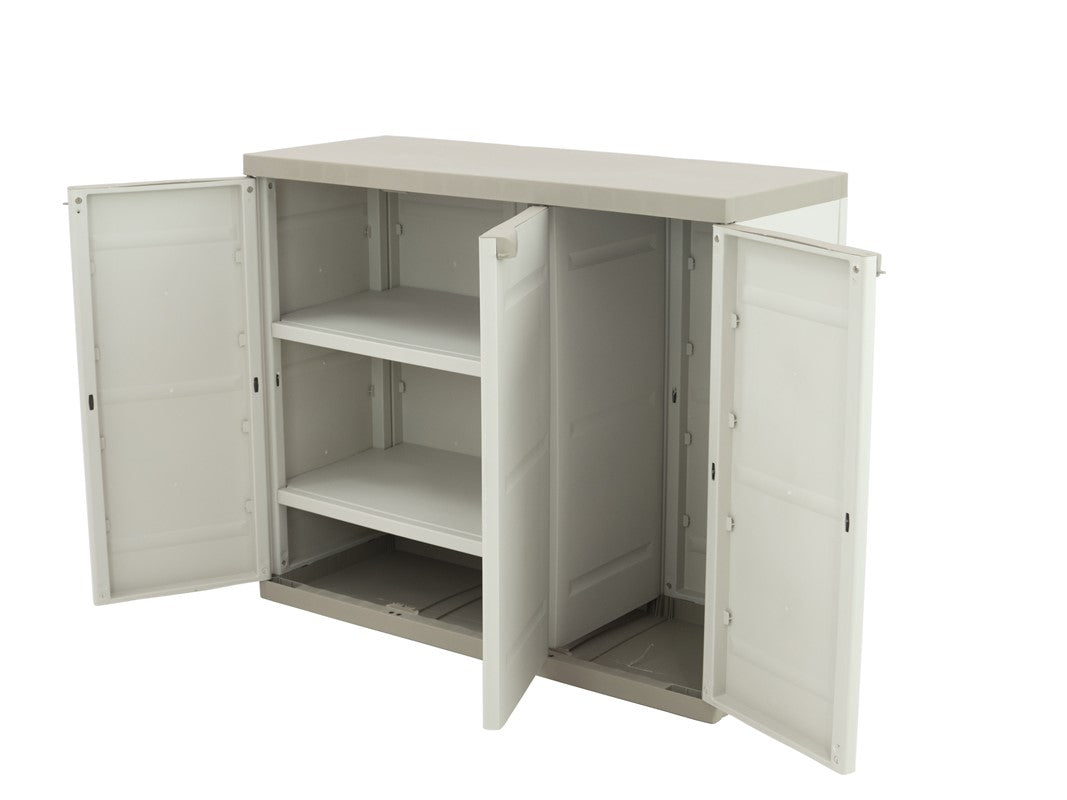 Armario Bajo 3 Puertas , 105 x 44 x 88 cm , Beige , Incluye 2 Baldas Regulables