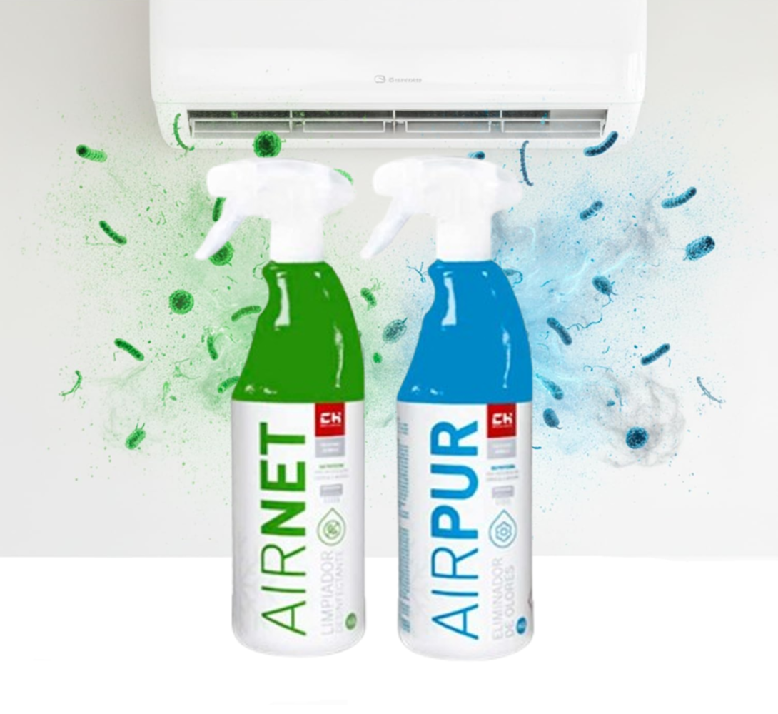 Pack 3x Kit Limpieza Aire Acondicionado AIRNET + AIRPUR | Limpiador Desinfectante y Eliminador de Olores