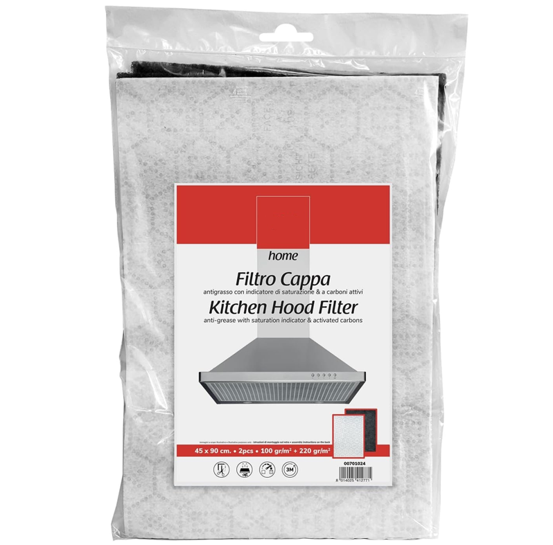 Kit de filtros recortables y universales para campana extractora (carbón activo + grasa), 90x45 cm