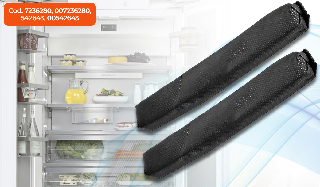 Kit de 2 filtros de carbón activo para frigorífico y congelador para Miele. Códigos 07236280, KKF-RF
