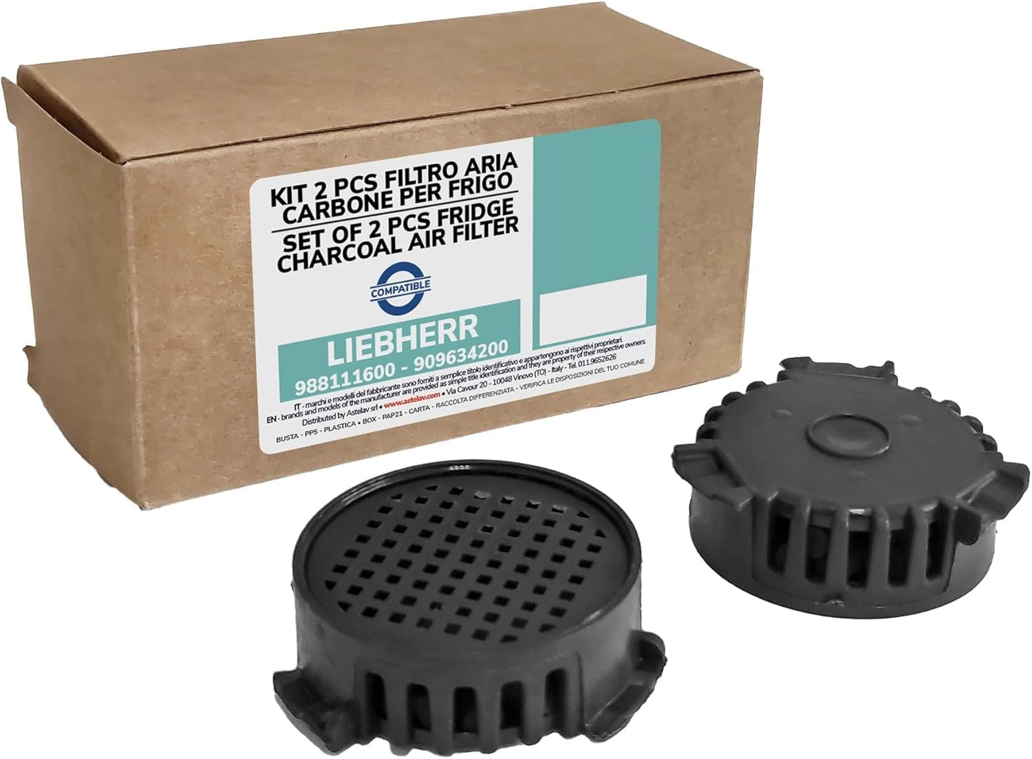 Kit de 2 filtros de carbón activo para frigoríficos y congeladores, compatible con Liebherr: 9096342