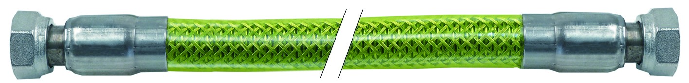 Tubo flexible para gas L 500mm 1/2" H - 1/2" H trenza inox, cubierto en plástico EN 14800 DN12