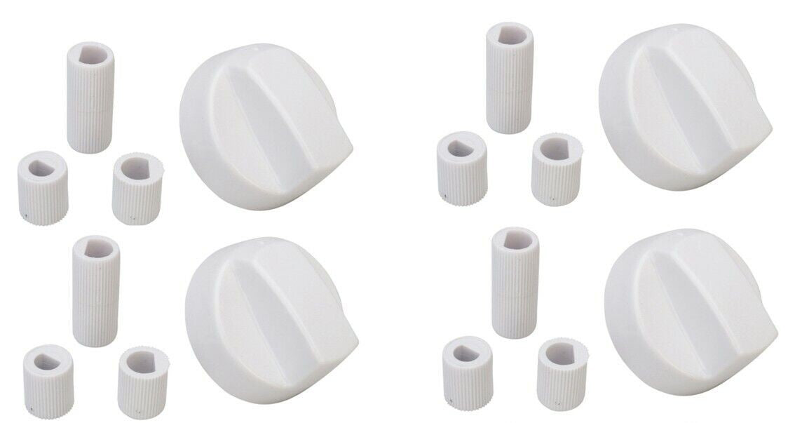 Mandos Cocina Estándar Universales Eje 6mm Blanco (4 Unidades)  |  Repuesto Adaptable para Placas de Gas y Eléctricas  |  Kit Comp