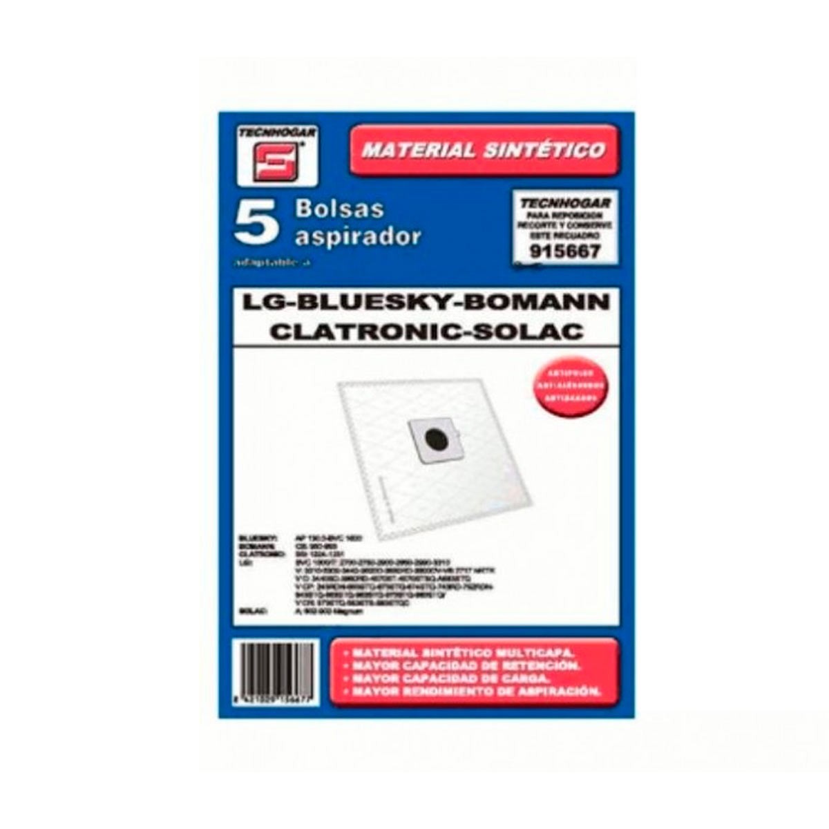 Bolsa Aspirador LG Solac Bluesky Bomann Tecnohogar 915667
