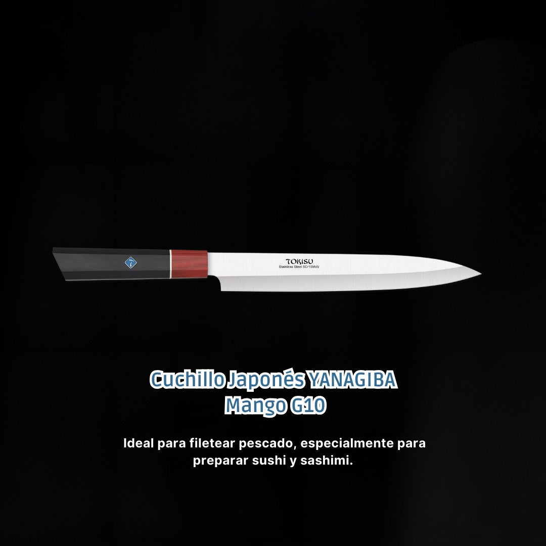 Cuchillo Cocina Profesional  TOKYSU - Cuchillos Cocina Japones YANAGIBA de Acero Inoxidable de 67 capas  23 cm-  Mango G10