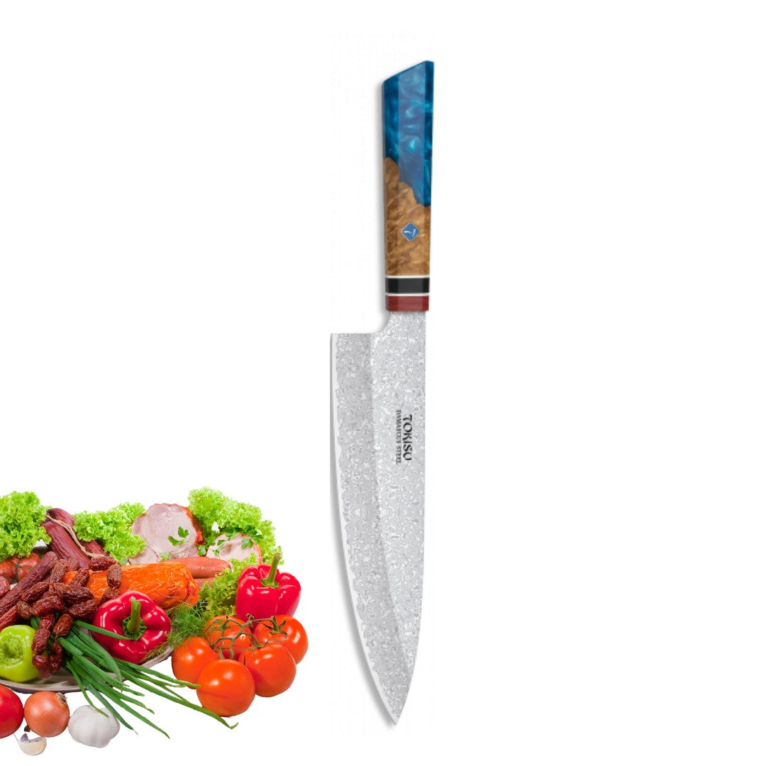 Cuchillo Cocina Profesional  TOKYSU - Cuchillos Cocina Japones GYUTO de Acero DAMASCO 67 capas  21,5