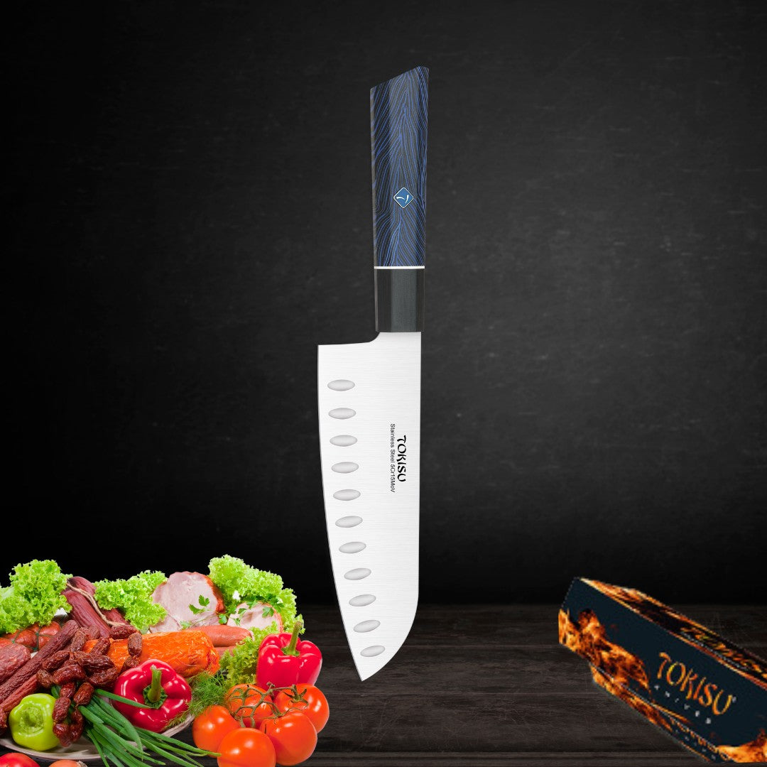 Cuchillo Cocina Profesional TOKYSU - Cuchillos Cocina Japones SANTOKU de Acero Inoxidable de 67 capas 17 cm -  Mango G10 DAMASCO