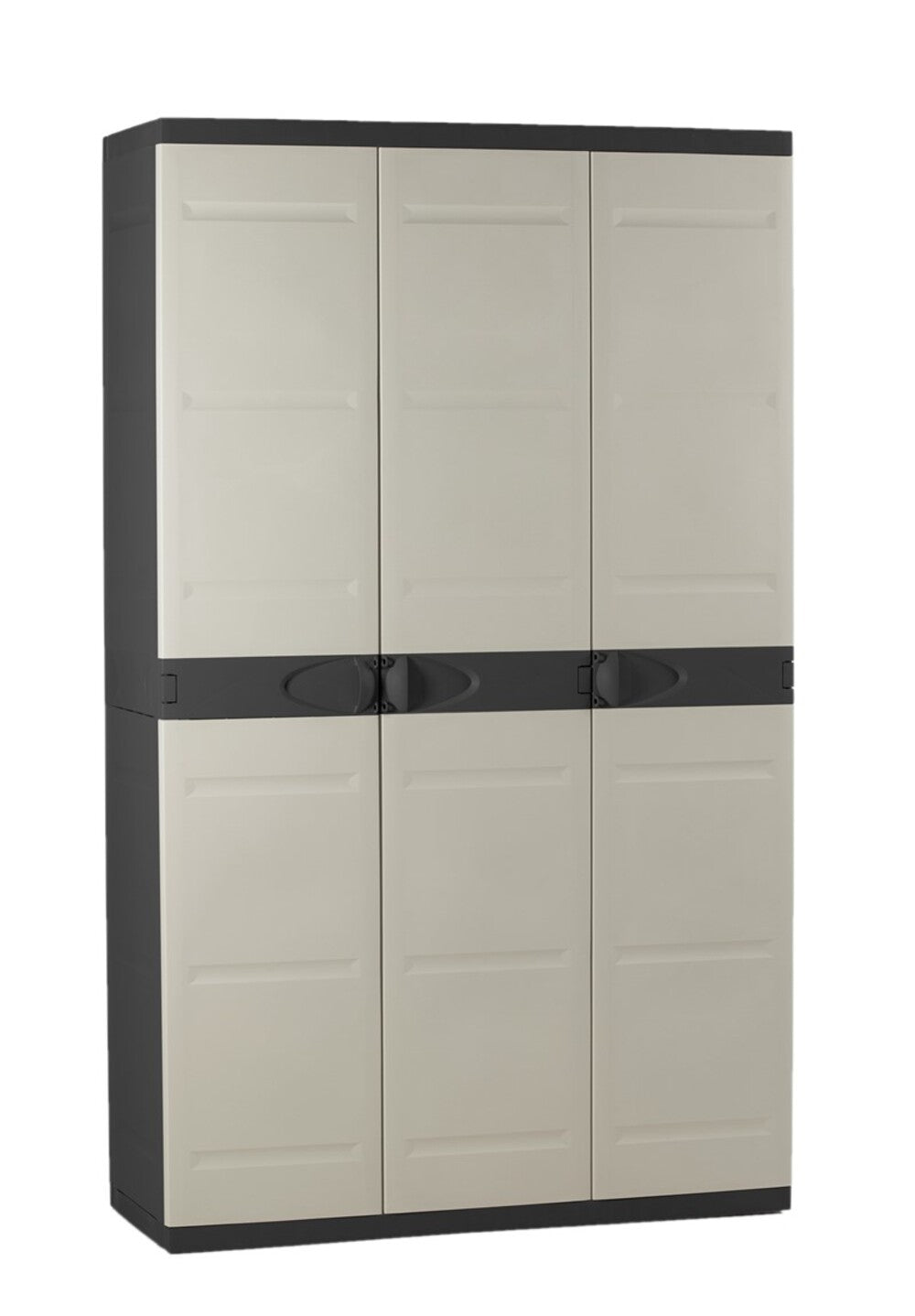 Armario Multiusos de 3 Puertas con 4 Baldas - 176 x 105 x 41 cm - Beige / Negro