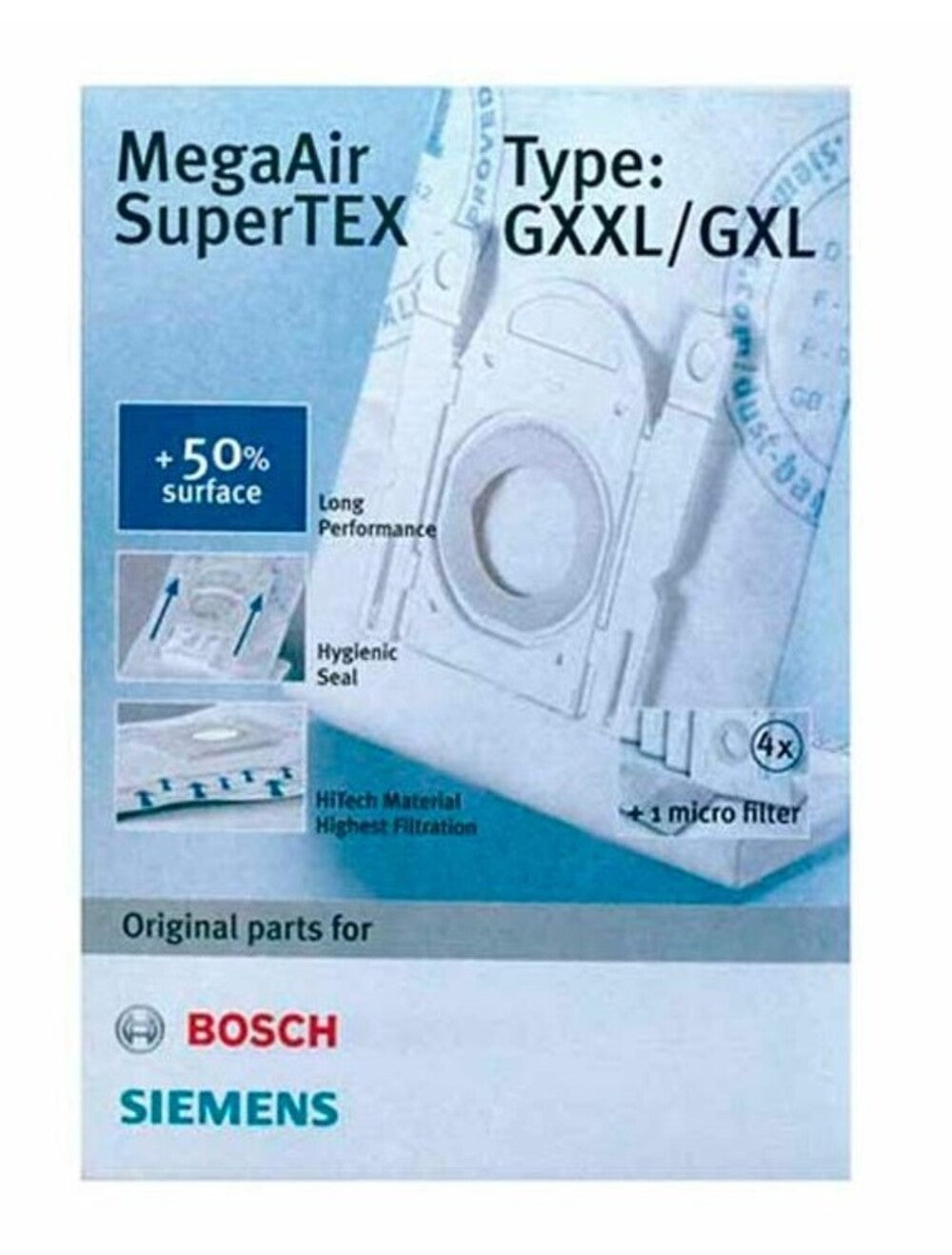 Bolsa Aspiradora Bosch Tipo GXXL/ GXL (4 unidades)