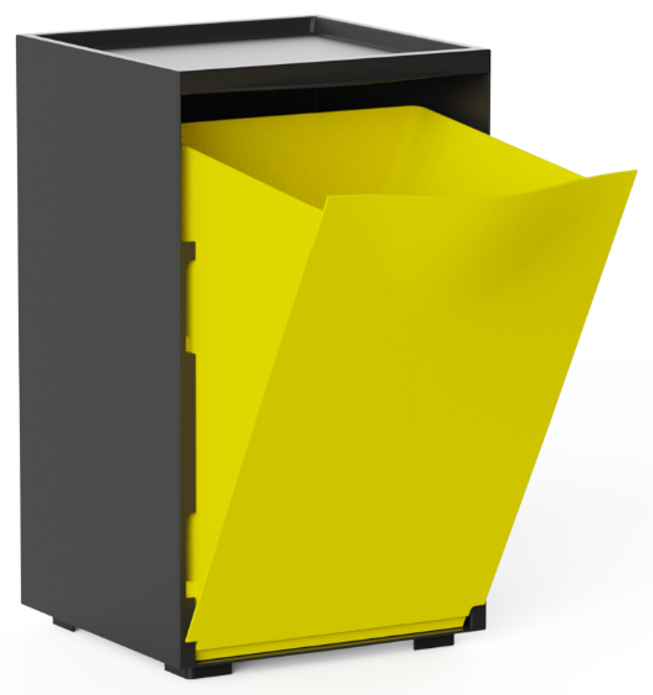 Cubo apilable de reciclaje de plástico con apertura frontal - Color Amarillo - Medidas: 46x28x27 cm
