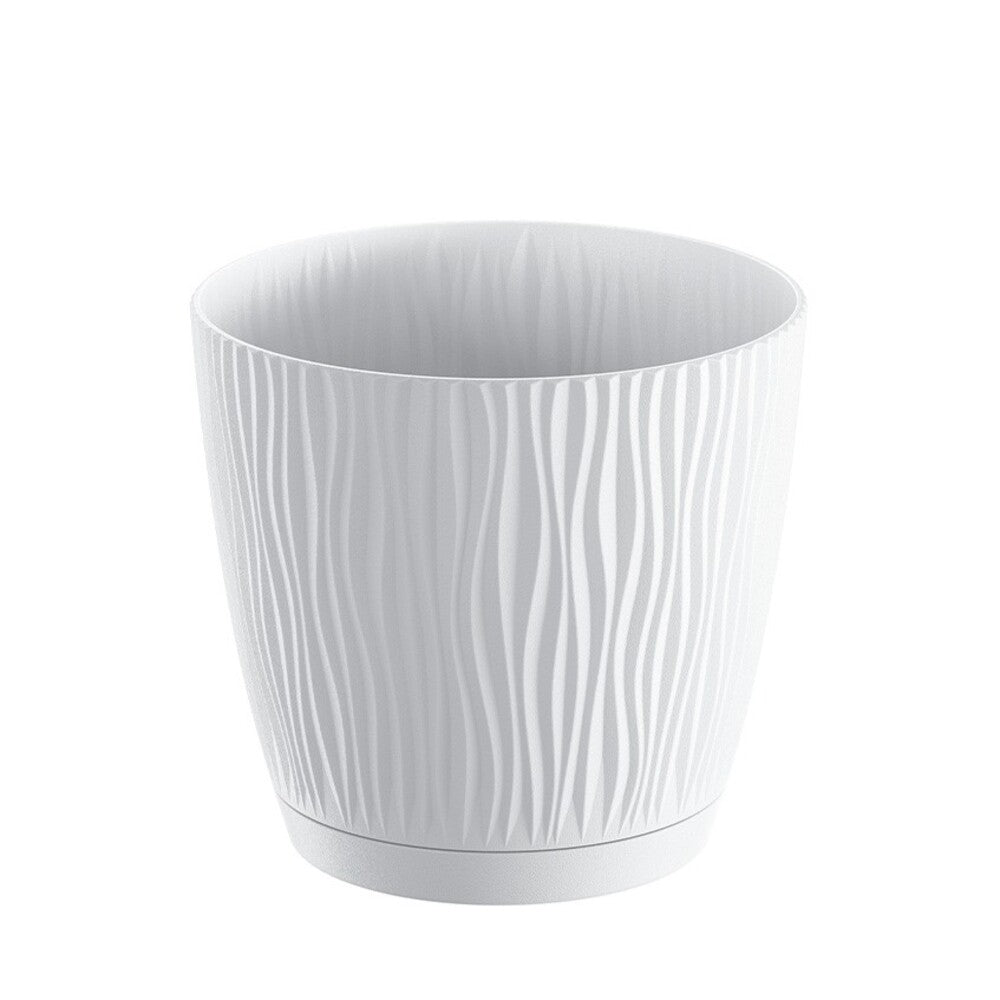 Maceta de plástico para jardín, terraza o balcón | Color: Blanco | Diámetro: 19 cm | Diseño oasis