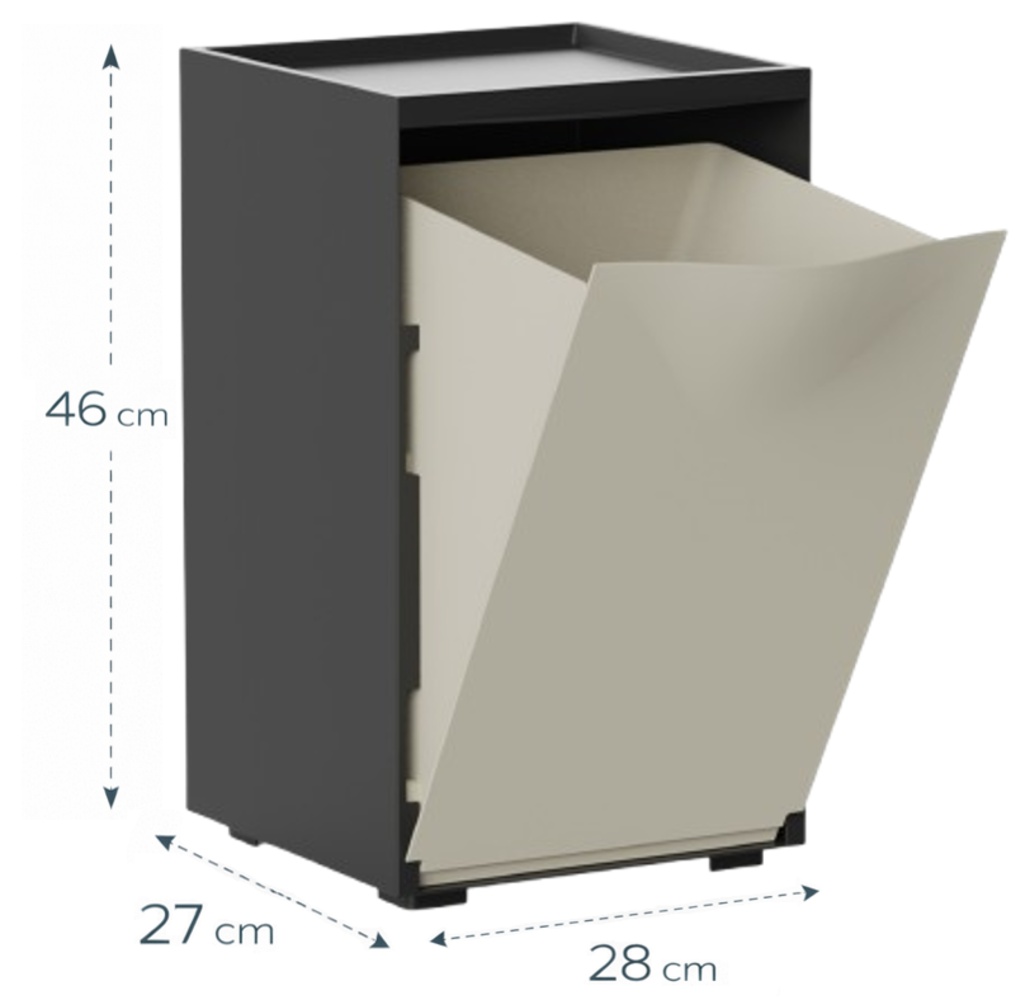 Cubo apilable de reciclaje de plástico con apertura frontal - Color Beige - Medidas: 46x28x27 cm