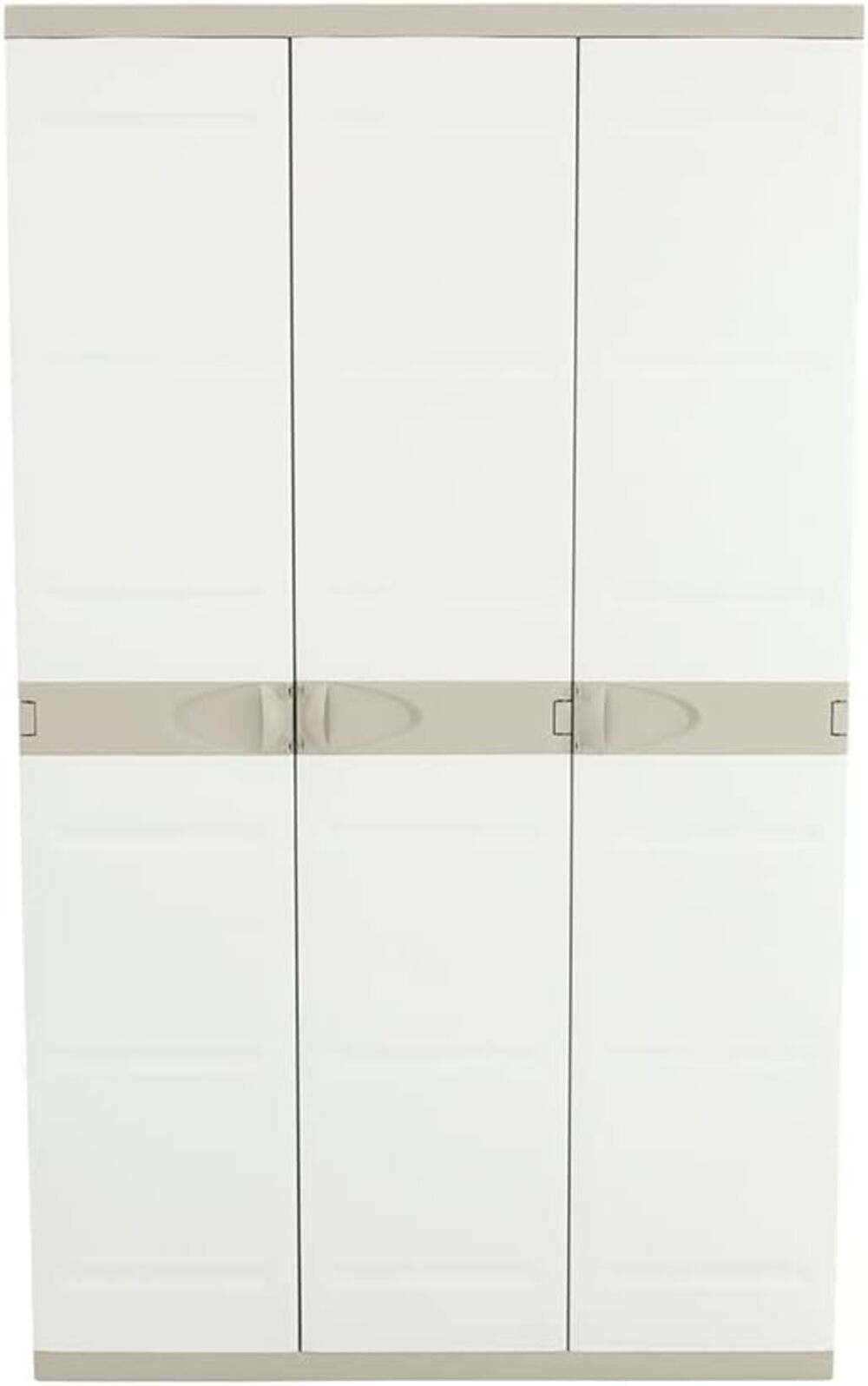 Armario Multiusos  Exterior / Interior - 3 Puertas y 4 Baldas - 176 x 105 x 41 cm - Beige
