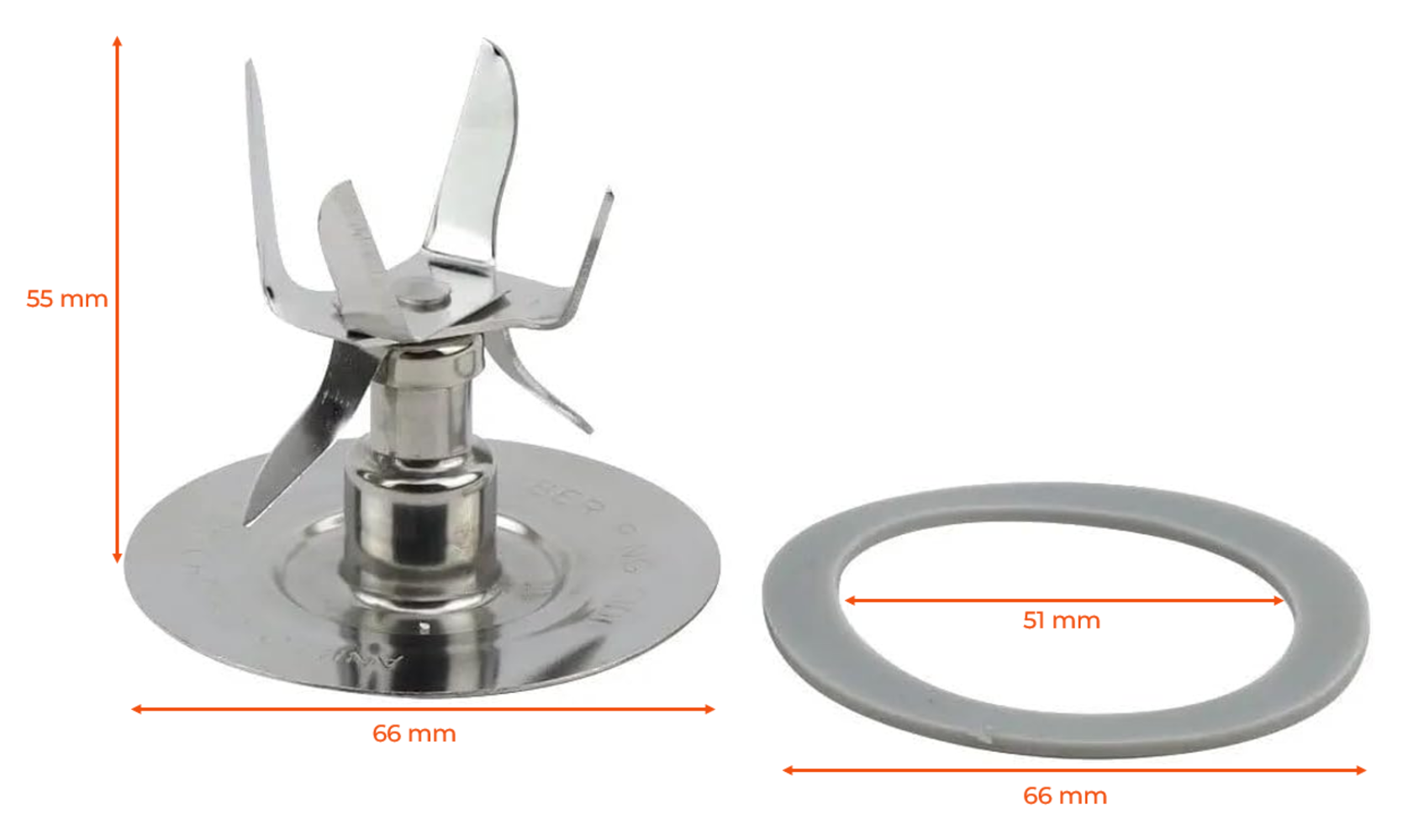 Cuchilla de 6 Puntas con Anillo de Sellado Compatible Para Batidoras OSTER 004980-050-000
