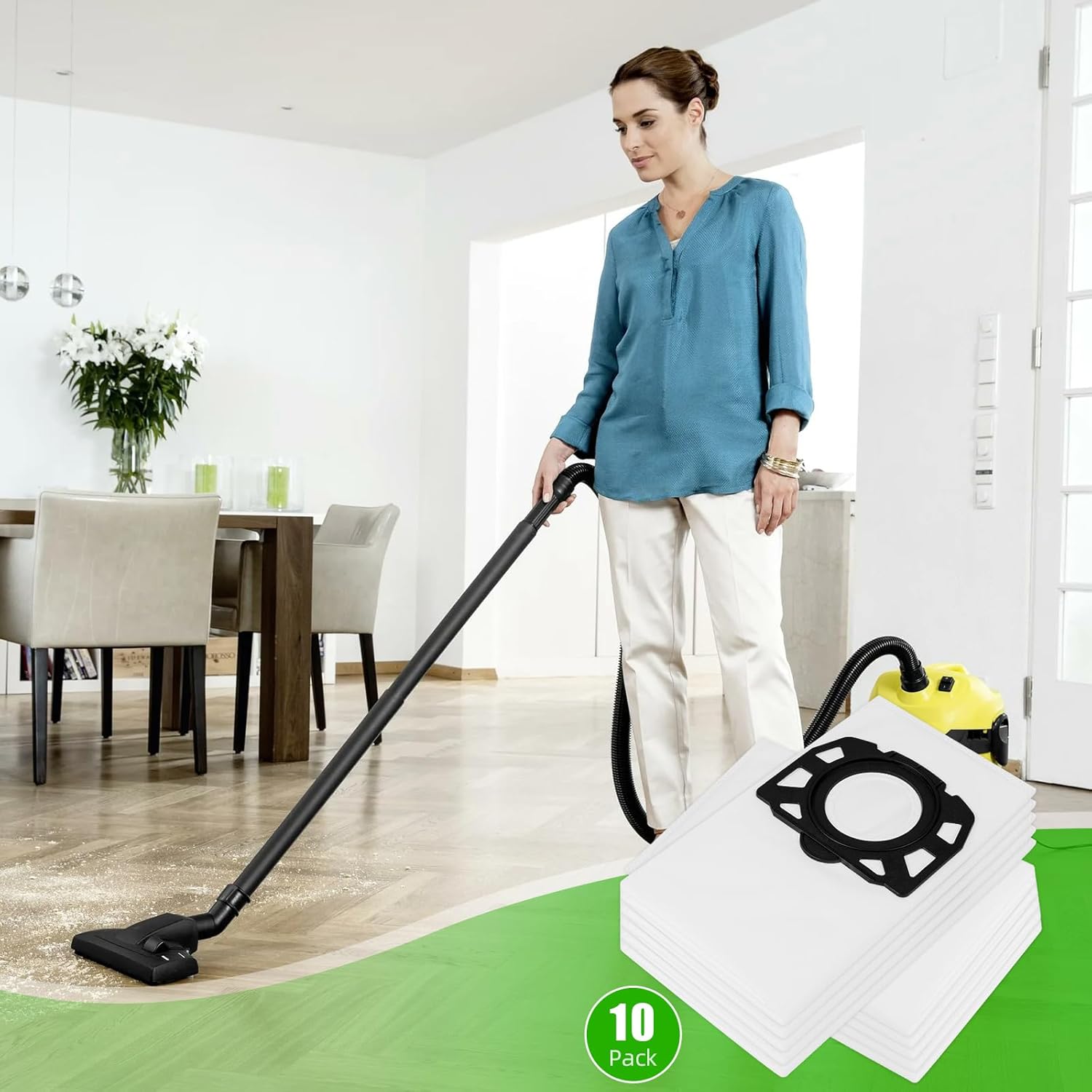 Lote de 10 Bolsas de Repuesto para Aspiradora Karcher MV4 MV5 MV6 WD4 WD5 WD6