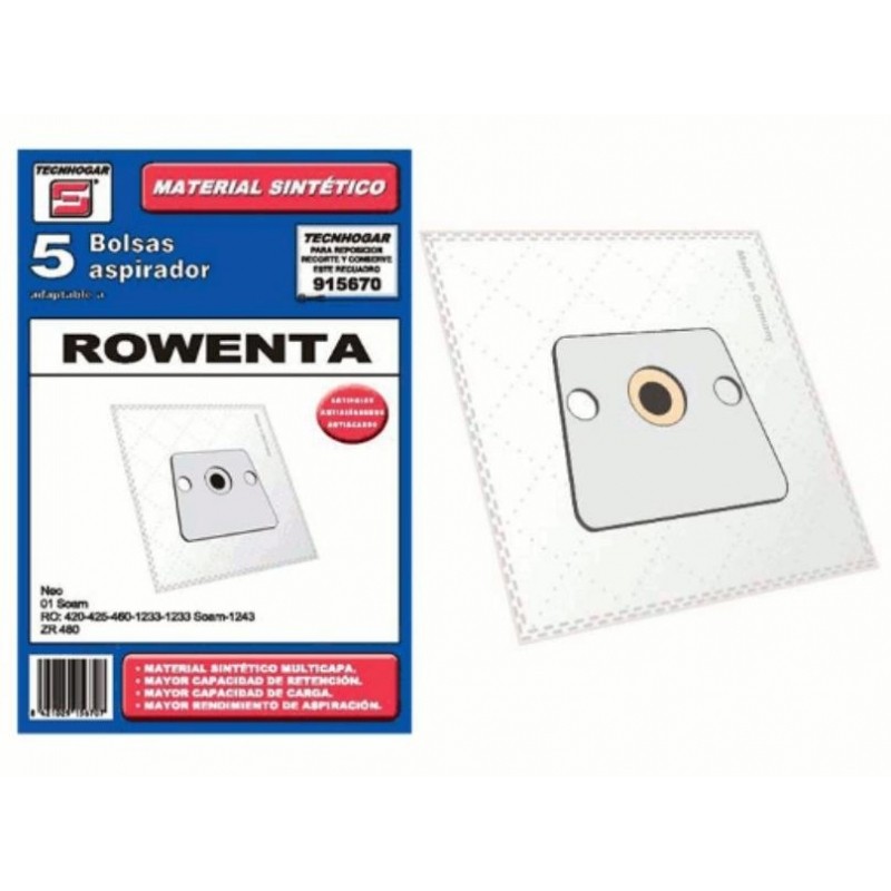 Bolsa sintetica aspirador Rowenta NEO 5 UNIDADES 915670