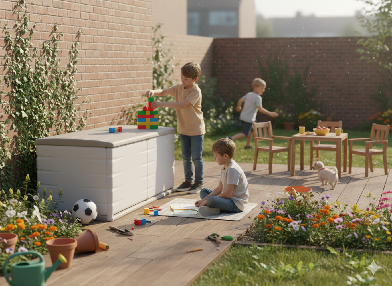 Baúl de Exterior de 450 Litros - Para Jardín y Terraza Dimensiones 153 x 61 x 53 cm - Color Beige
