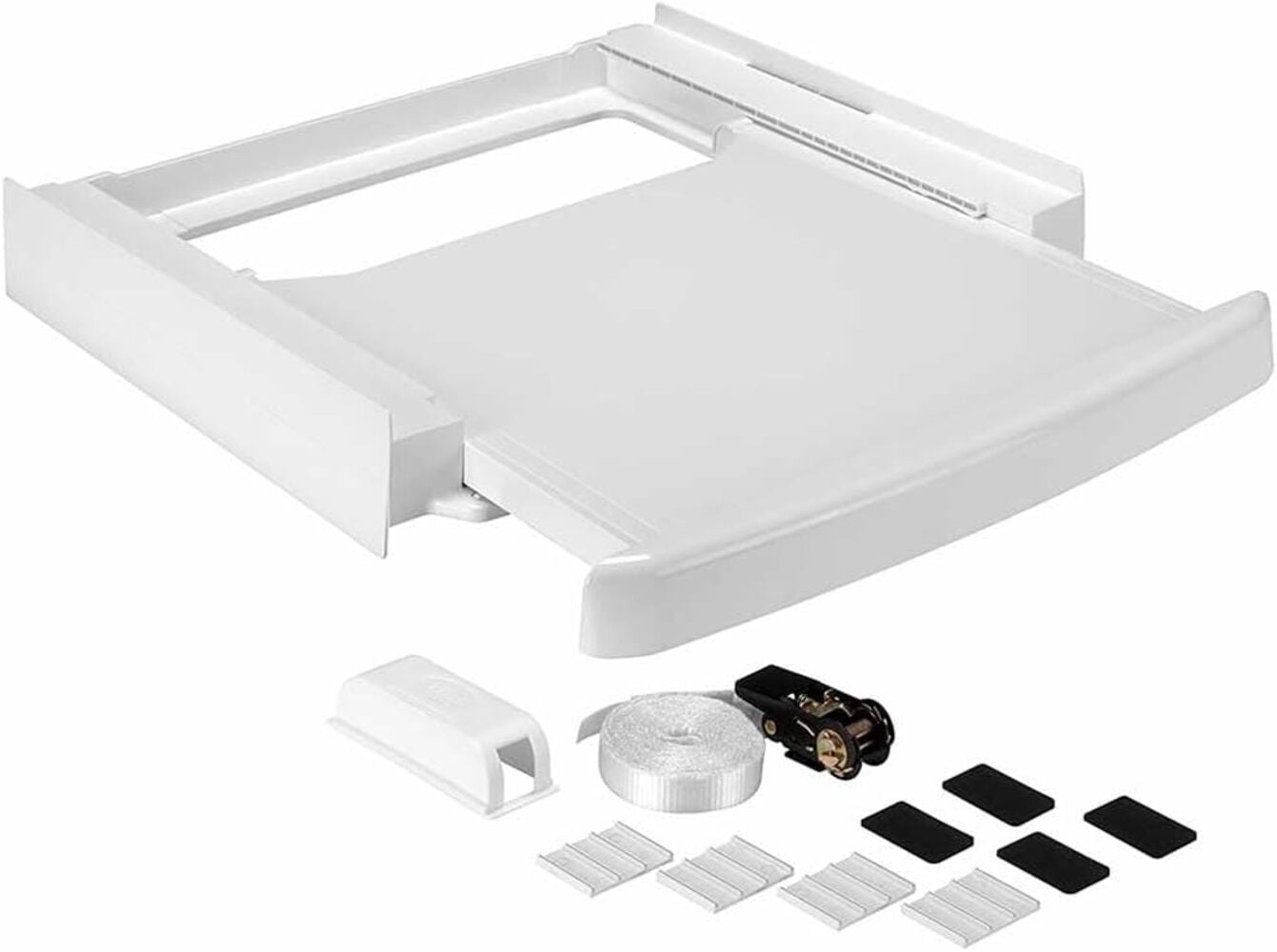 Kit de Unión Universal Wpro para Torre Lavadora y Secadora 60x60cm  Soporte Apilable con Estante Deslizante Incorporado 