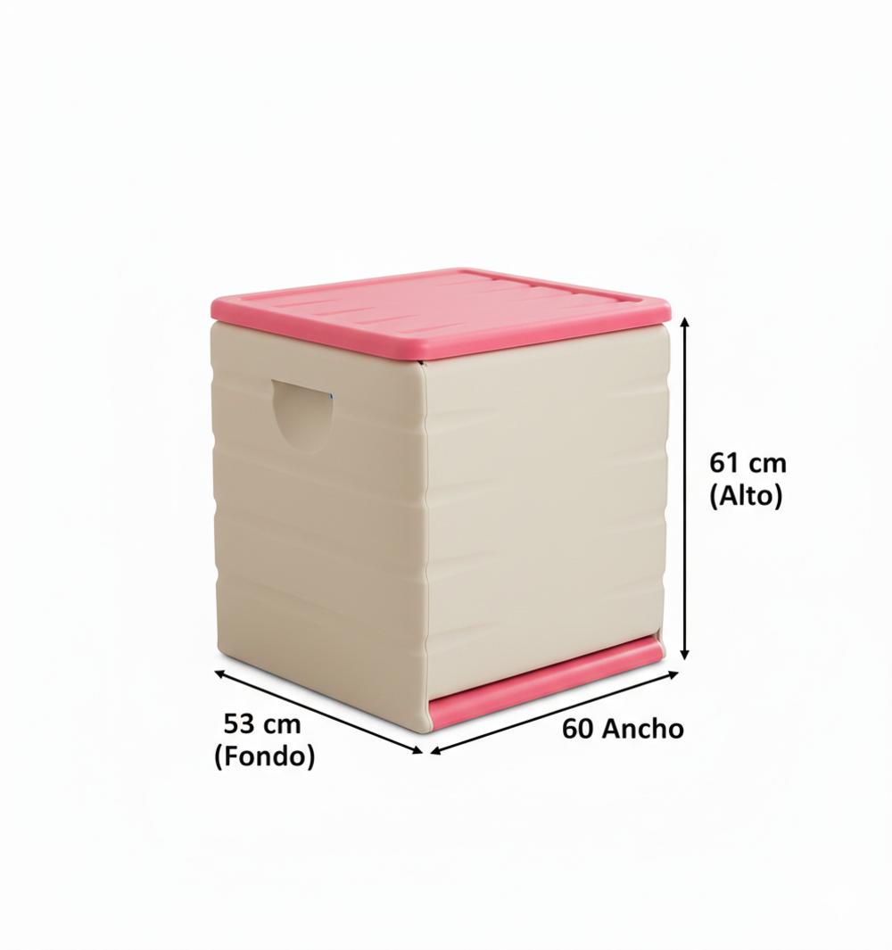 Baúl de Plástico 190 Litros Rosa Pink, 60 x 61 x 53 cm,  Baúl de Almacenaje