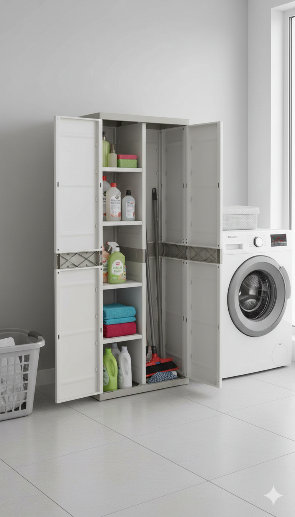 Armario Escobero 70 cm Titanium – Mueble Auxiliar Alto 176x70x40,5cm – Multiusos para Limpieza