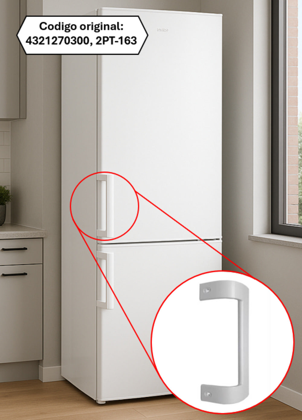 Tiradores Puerta Frigorífico Adaptables Savoid Beko 250mm 4321270300
