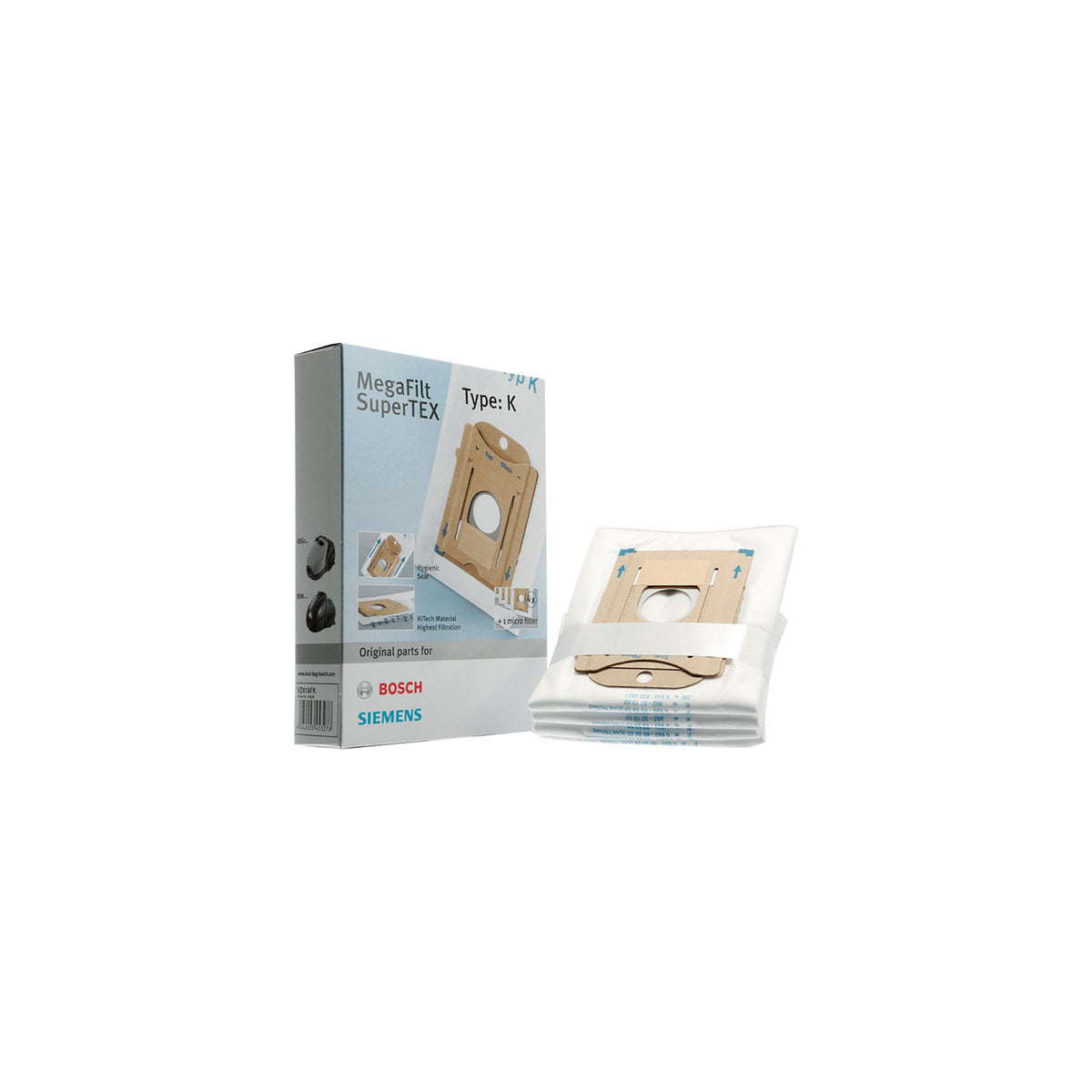 Bolsas de aspirador Tipo K filtro micro-higiénico | compatible con BOSCH | Calidad Original | Codigo fabricante 468265 | Para modelos B