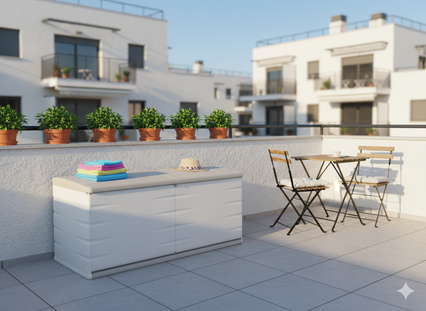 Baúl de Exterior de 450 Litros - Para Jardín y Terraza Dimensiones 153 x 61 x 53 cm - Color Beige