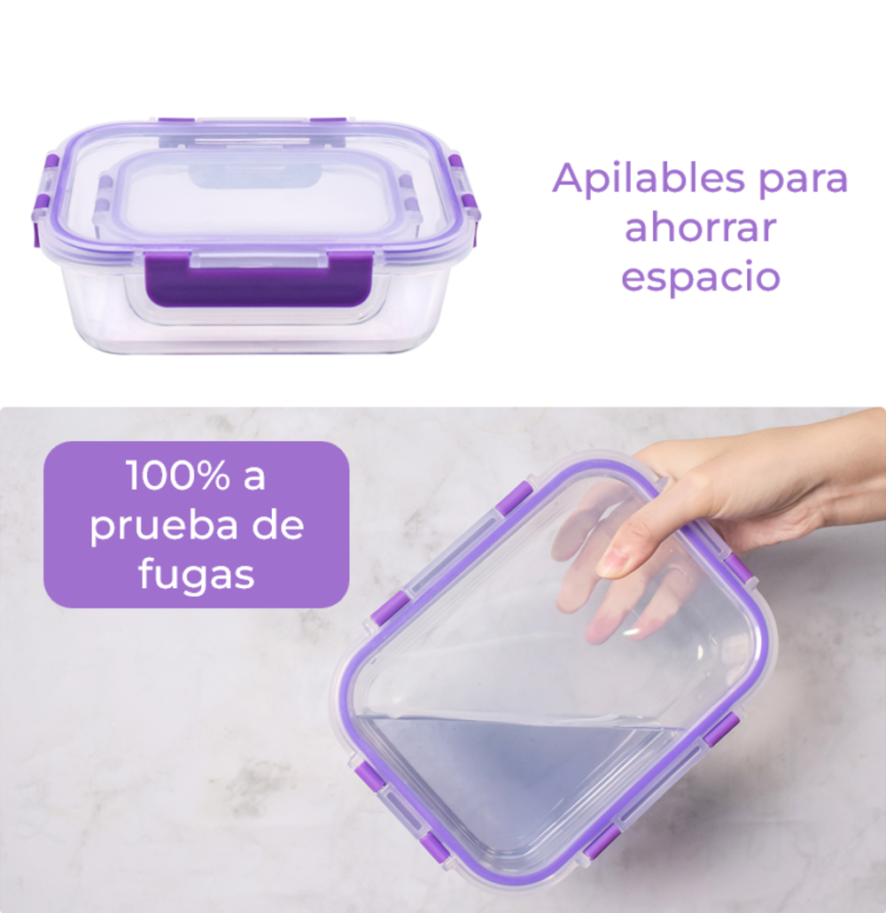 Recipientes de Cristal Para Alimentos - 24 Piezas (12 recipientes y 12 tapas) - Apto lavavajillas
