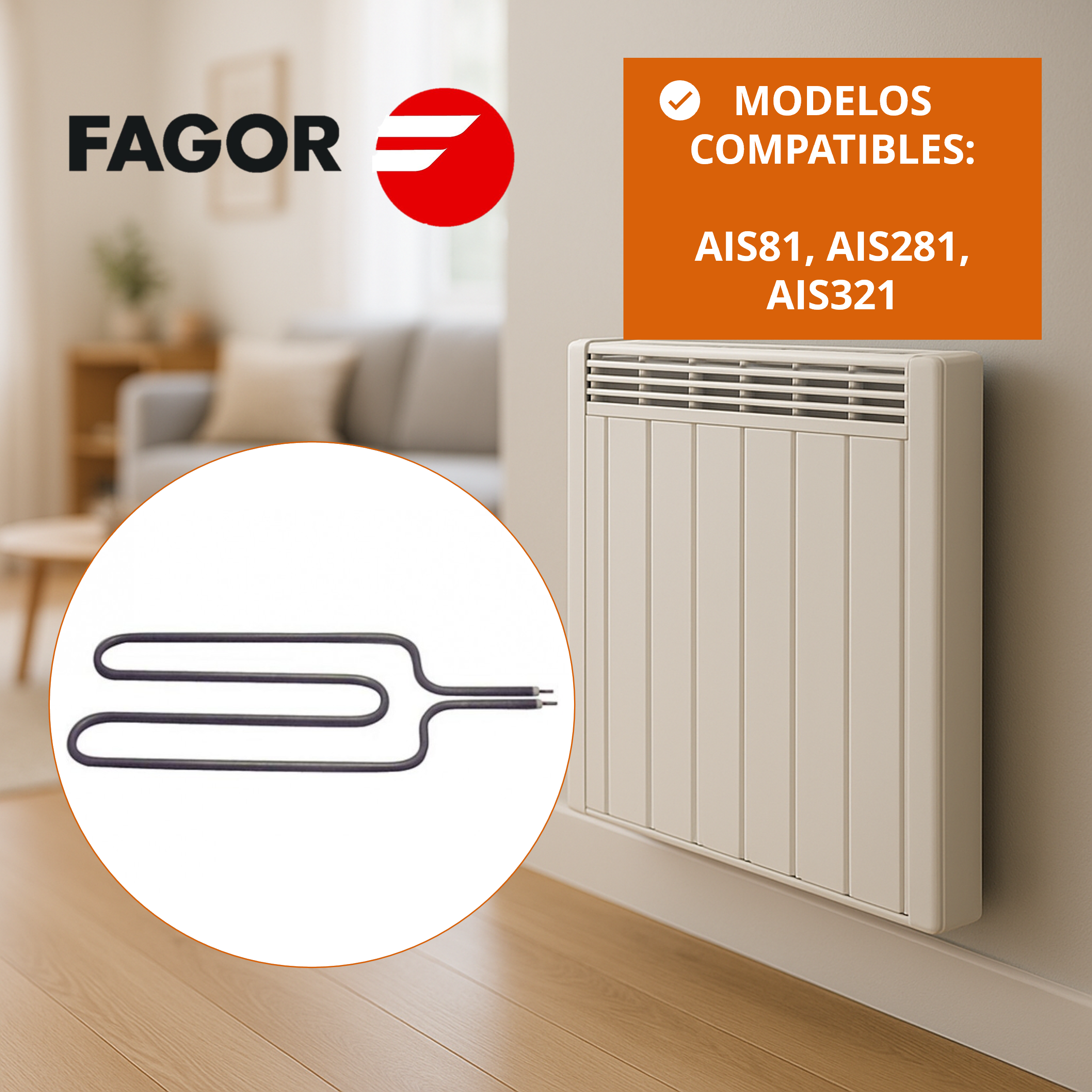 Resistencia Radiador Acumulador 750W FAGOR