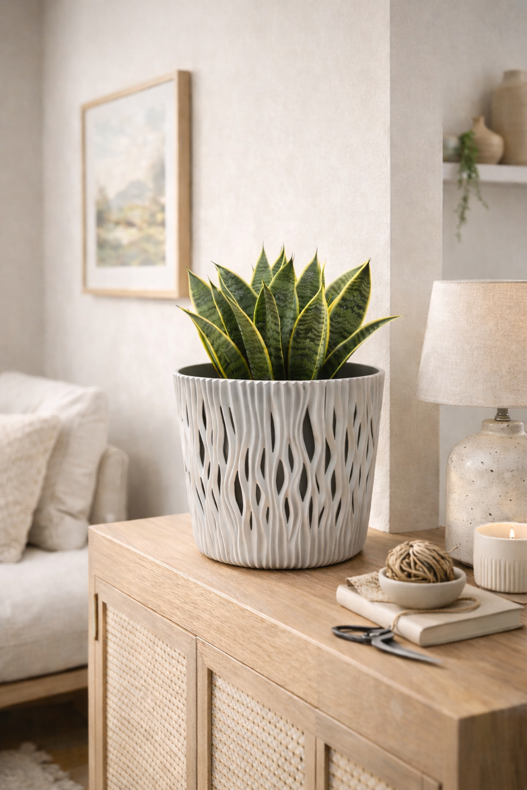 Maceta de plástico para jardín, terraza o balcón | Color: Gris | Diámetro: 19 cm | Diseño duna