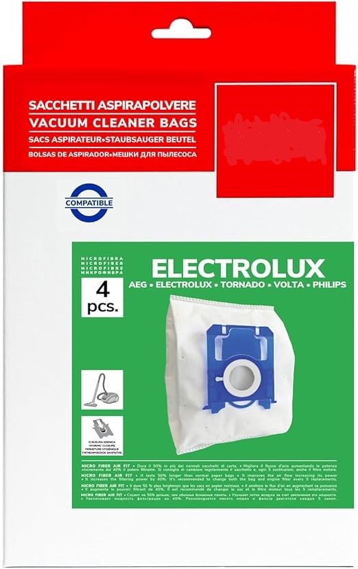 Pack de 4 Bolsas para Aspiradora en Microfibra Compatibles con Philips, AEG