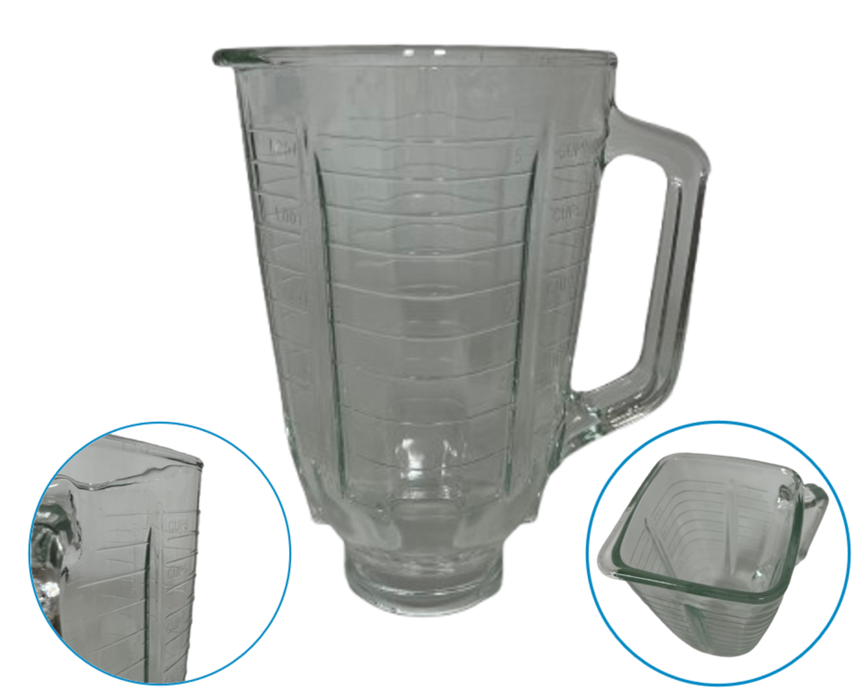 Jarra Vidrio Cuadrada  Compatible Batidora Oster OBL168X Sin tapa