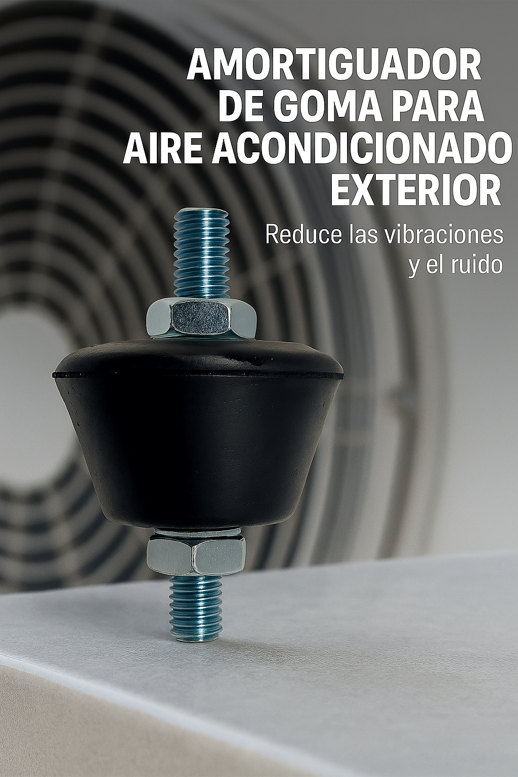 Pack 4 Silentblocks Aire Acondicionado Exterior M8 | Amortiguadores Antivibración de Goma de Alta Densidad | Soporte Compresor Universal Resistente a la Intemperie con Tuercas y Arandelas