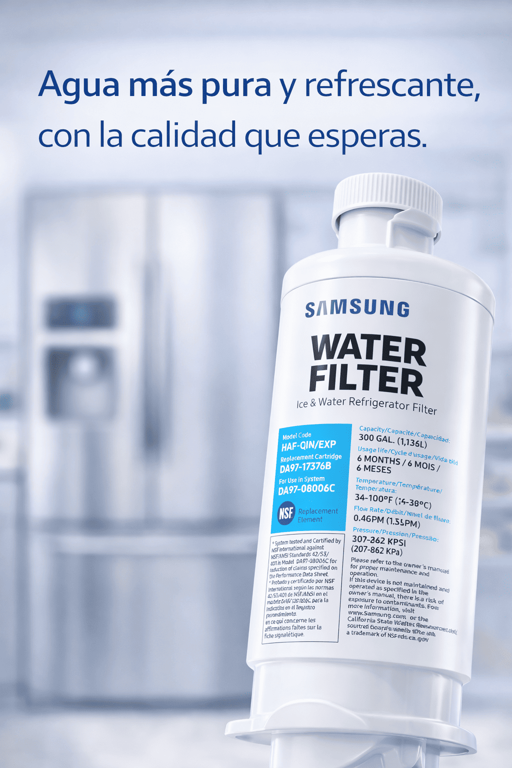 Filtro de Agua Compatible con Samsung HAF-QIN / DA97-17376B / DA97-08006C  / Original