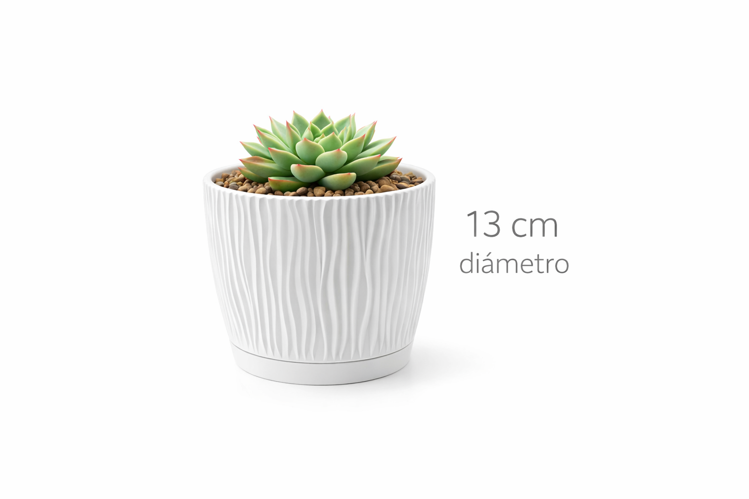 Maceta de plástico para jardín, terraza o balcón | Color: Blanco | Diámetro: 13 cm | Diseño oasis