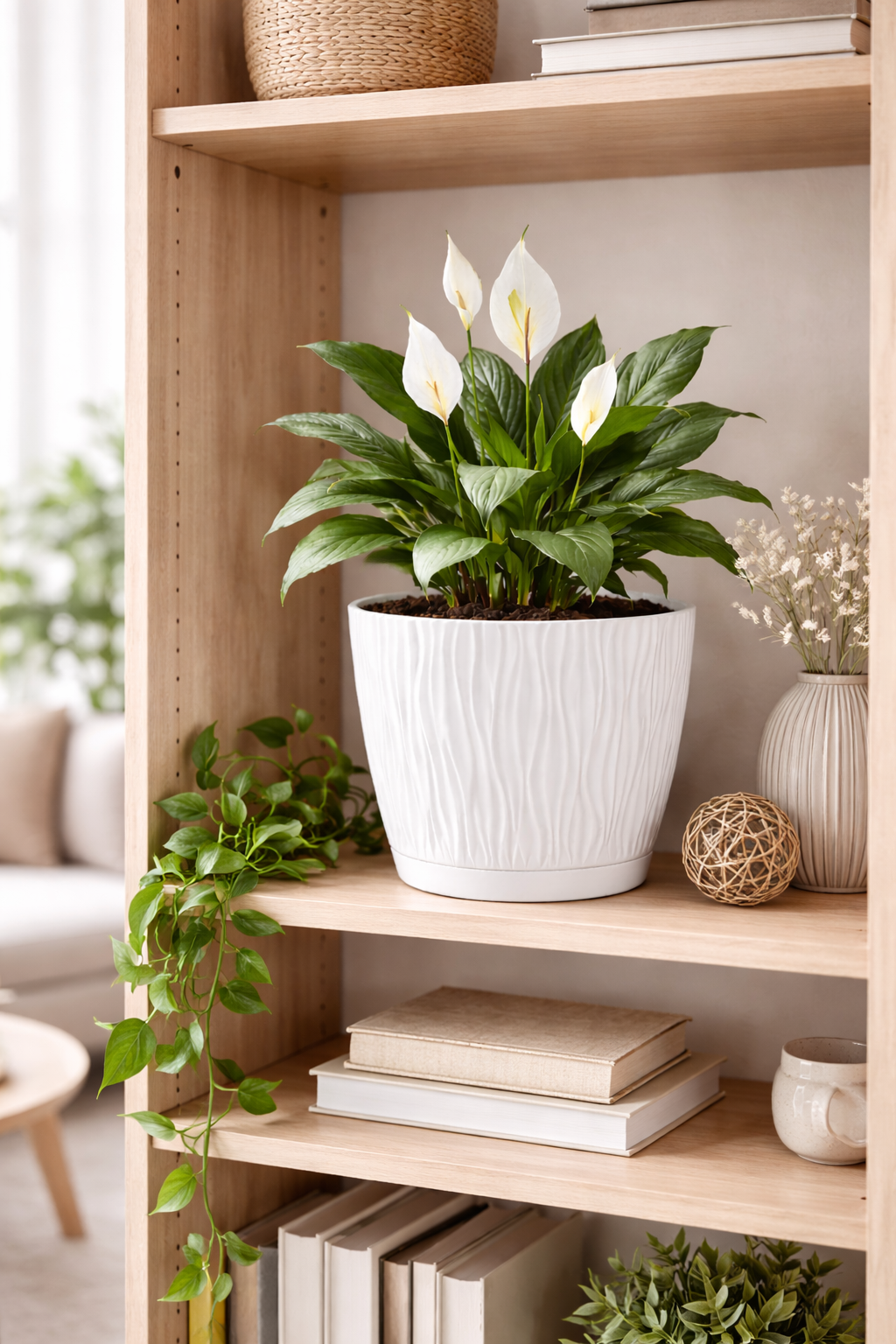 Maceta de plástico para jardín, terraza o balcón | Color: Blanco | Diámetro: 24 cm | Diseño oasis