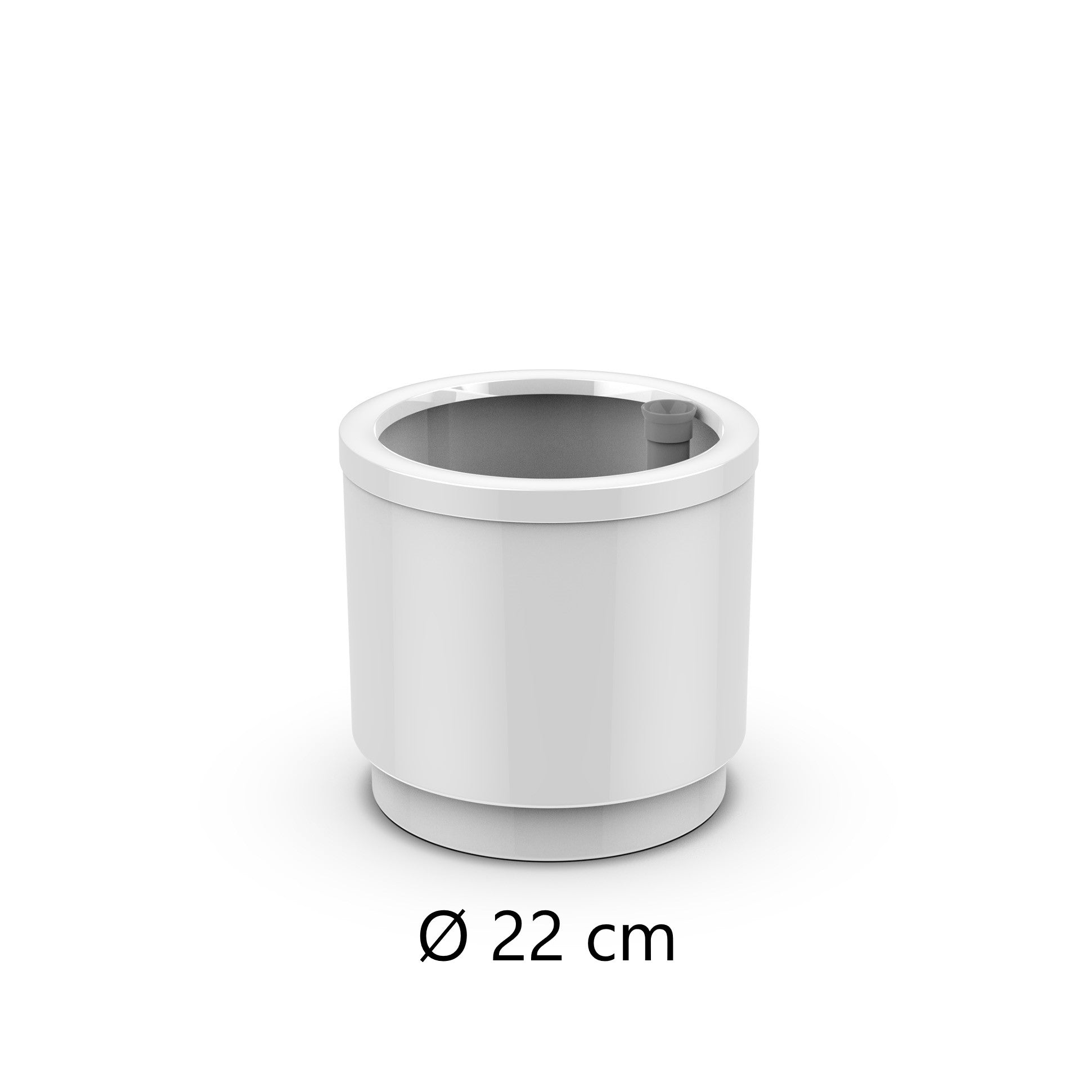 Maceta de plástico con sistema de autorriego y depósito de agua, Blanco, ∅ 22cm, 8 Litros, Alto 21cm