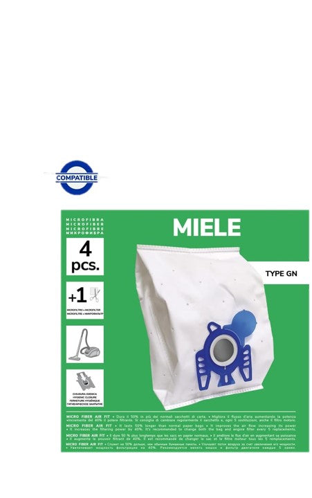 Pack de 4 Bolsas de Microfibra Compatibles con Aspiradoras Miele S2, S4, S5, S6, S8