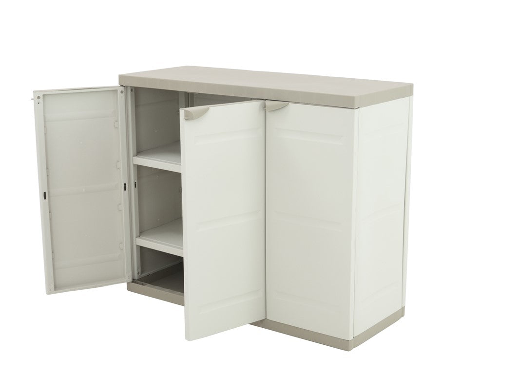 Armario Bajo 3 Puertas , 105 x 44 x 88 cm , Beige , Incluye 2 Baldas Regulables