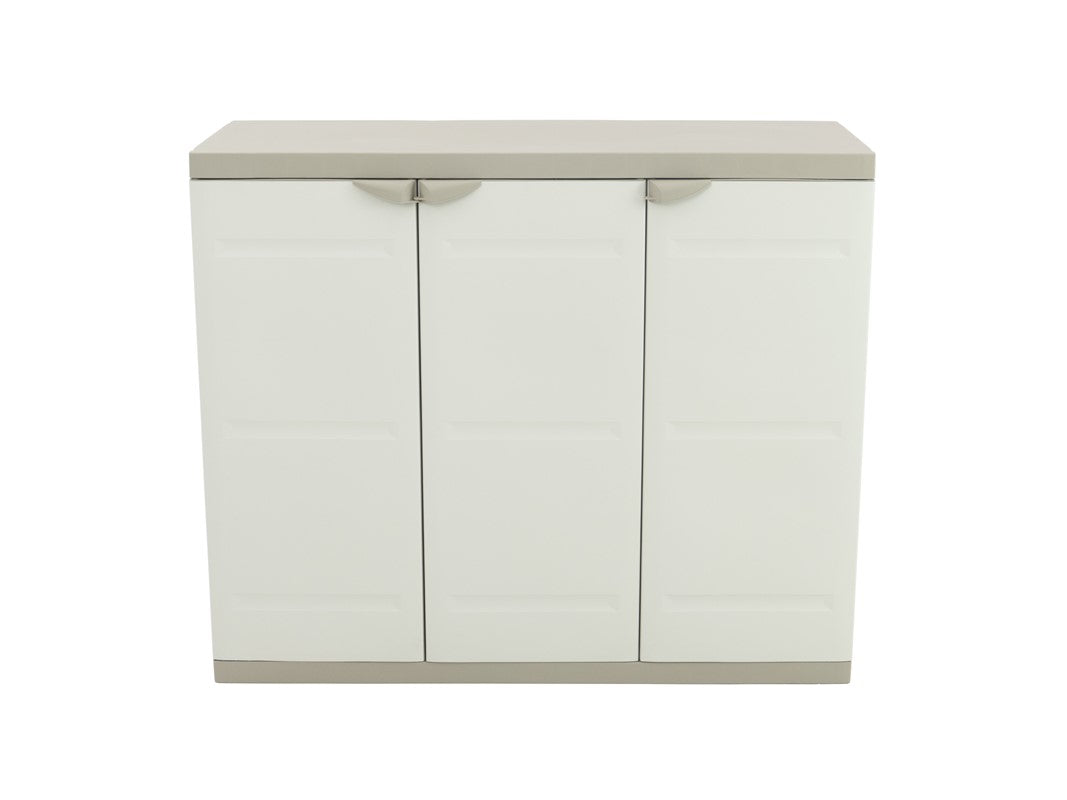 Armario Bajo 3 Puertas , 105 x 44 x 88 cm , Beige , Incluye 2 Baldas Regulables