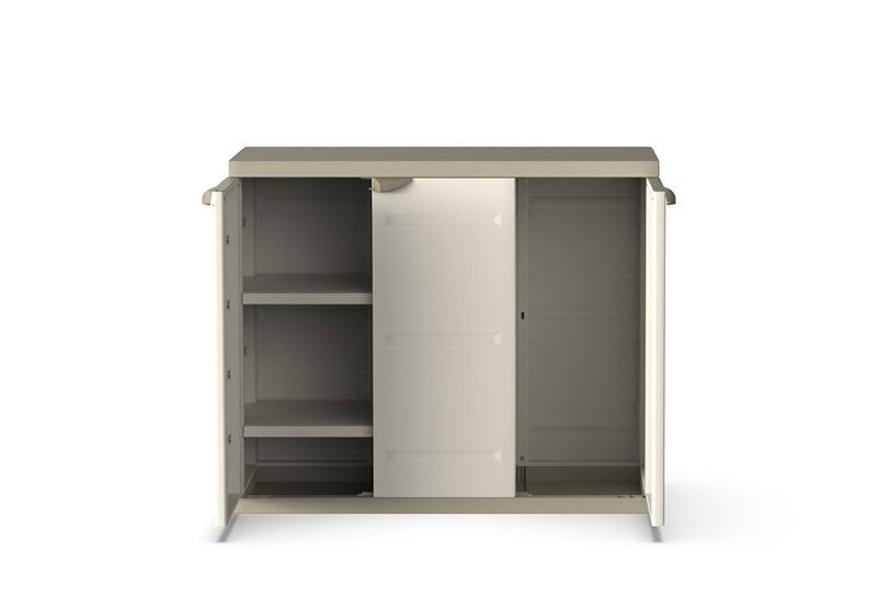 Armario Bajo 3 Puertas , 105 x 44 x 88 cm , Beige , Incluye 2 Baldas Regulables