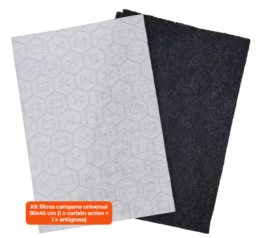 Kit de filtros recortables y universales para campana extractora (carbón activo + grasa), 90x45 cm