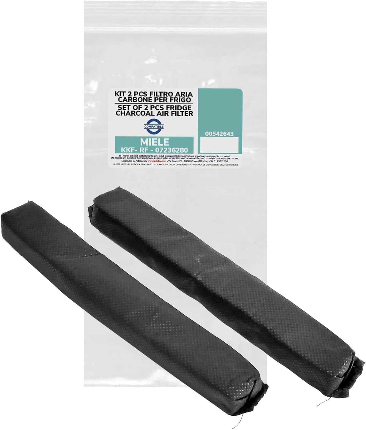 Kit de 2 filtros de carbón activo para frigorífico y congelador para Miele. Códigos 07236280, KKF-RF