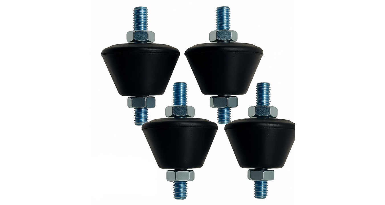 Pack 4 Silentblocks Aire Acondicionado Exterior M8 | Amortiguadores Antivibración de Goma de Alta Densidad | Soporte Compresor Universal Resistente a la Intemperie con Tuercas y Arandelas